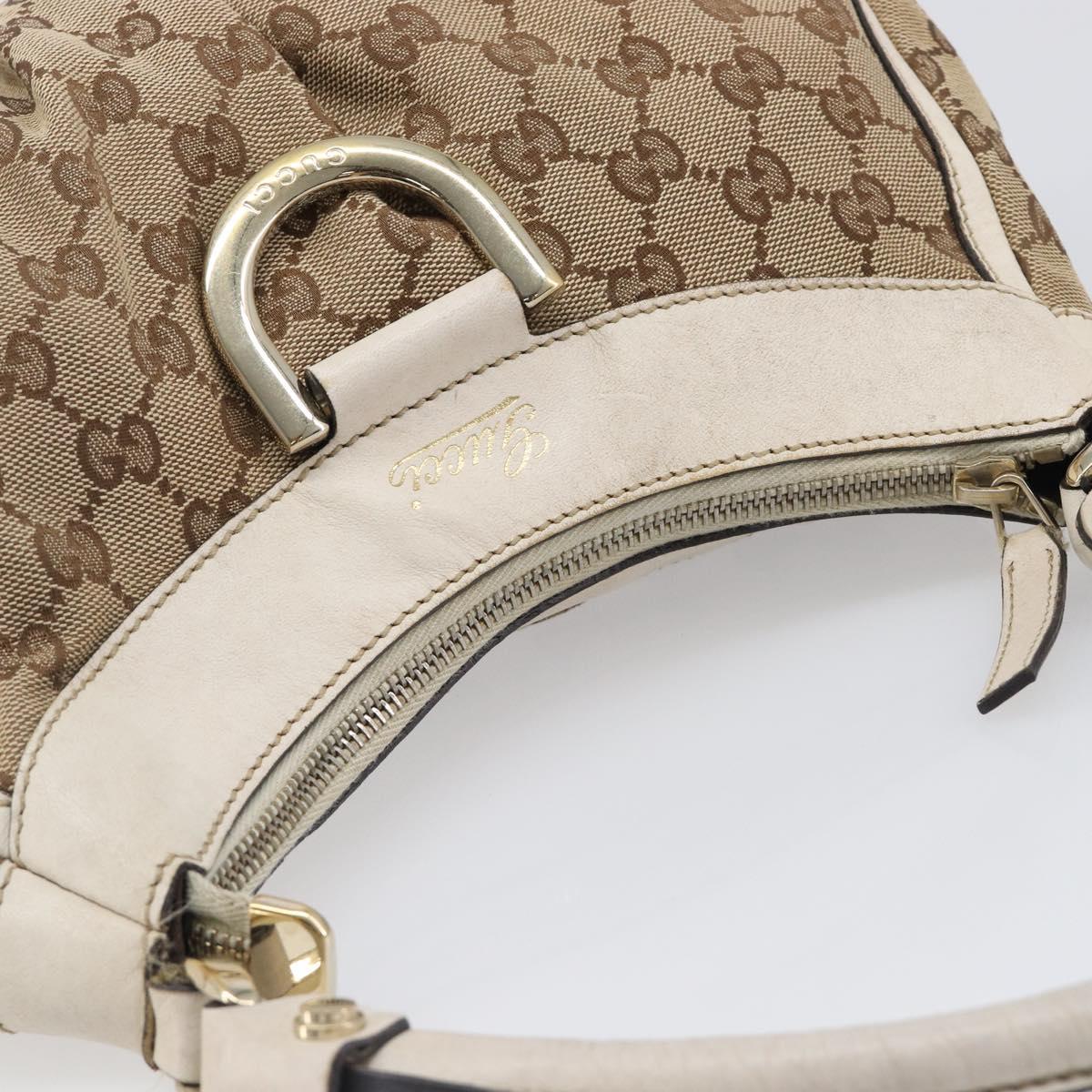 GUCCI GG Canvas Abbey Shoulder Bag Beige Gold 190525 Auth hk4036