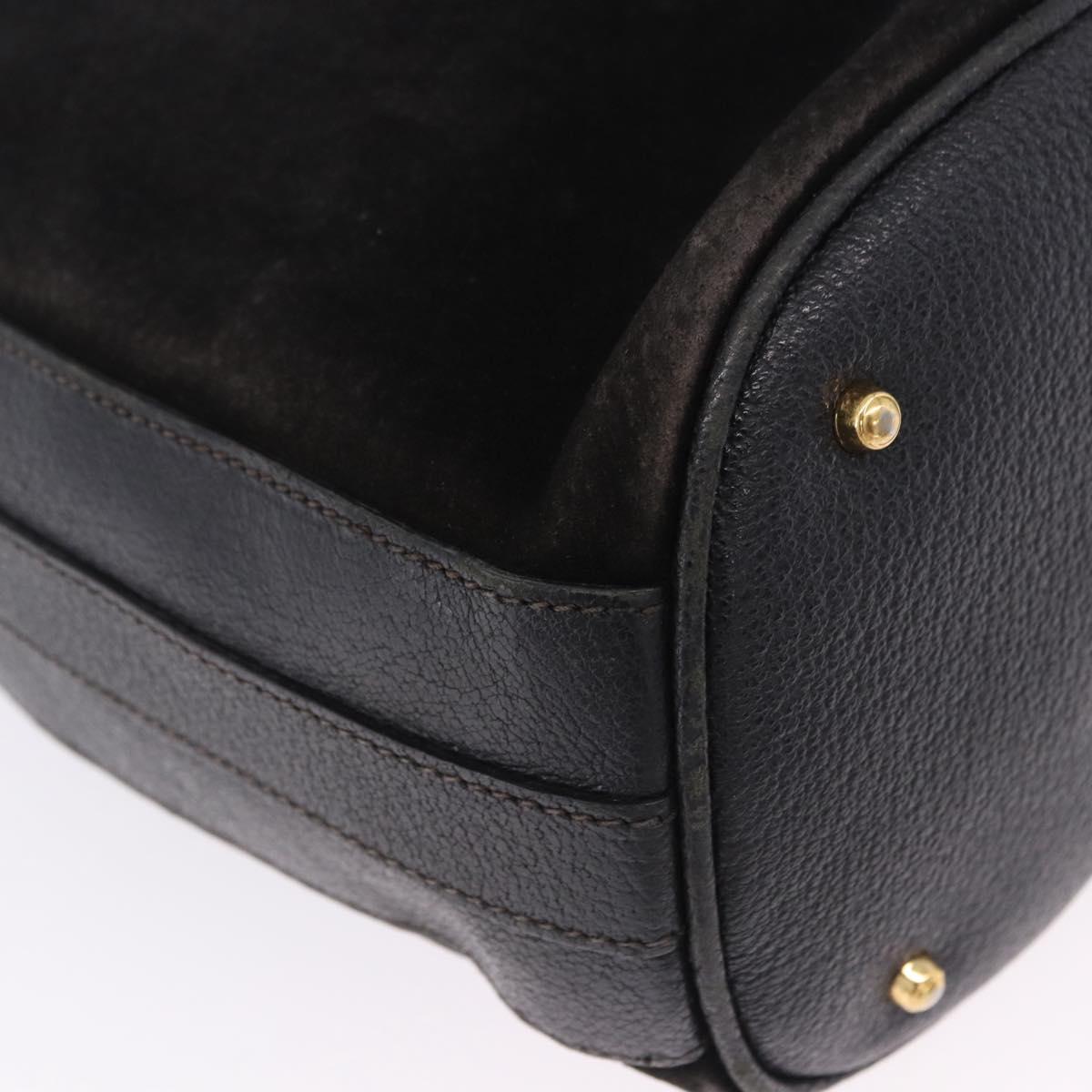 GUCCI Bamboo Shoulder Bag Suede 2way Black Gold 001 2865 1657 Auth hk4037