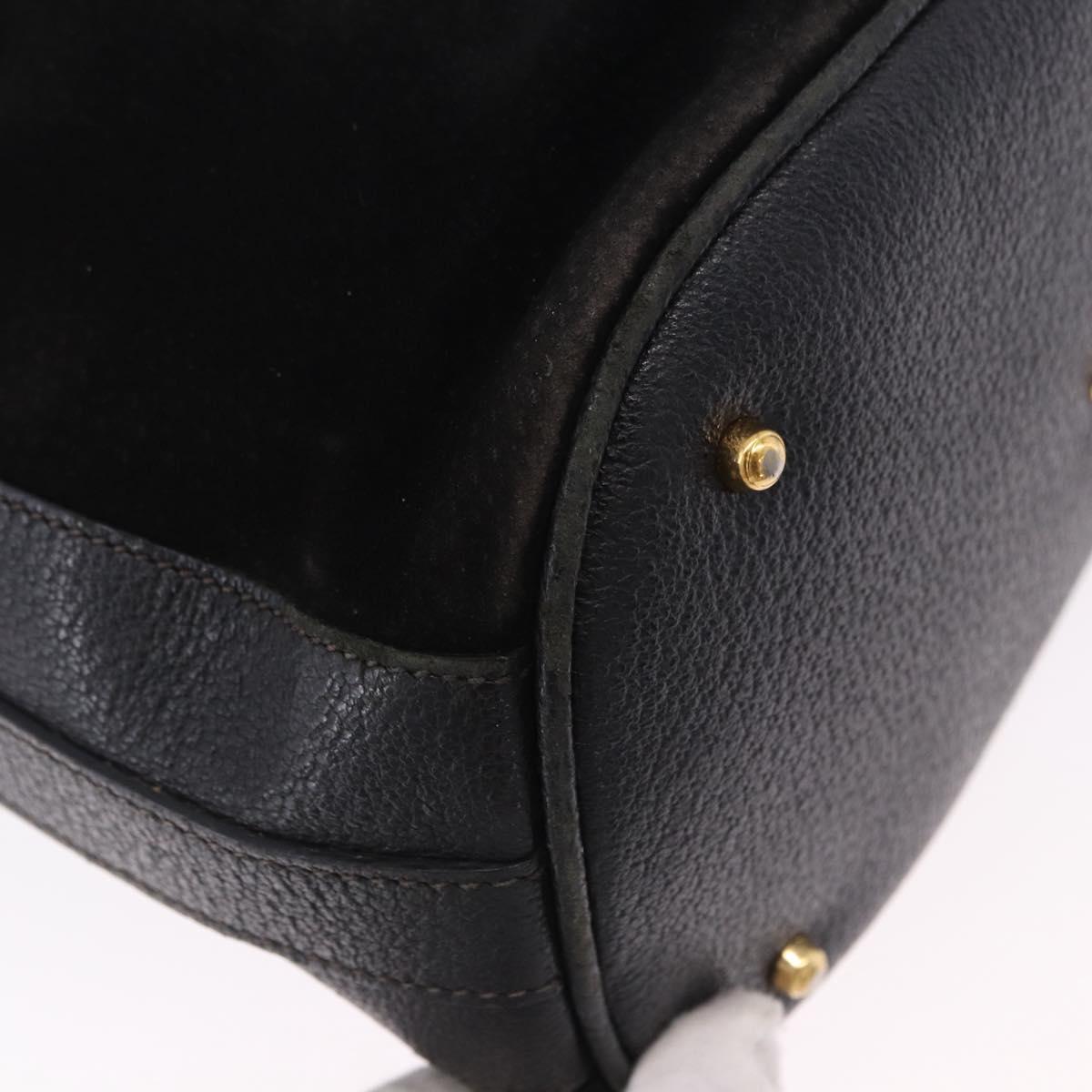 GUCCI Bamboo Shoulder Bag Suede 2way Black Gold 001 2865 1657 Auth hk4037