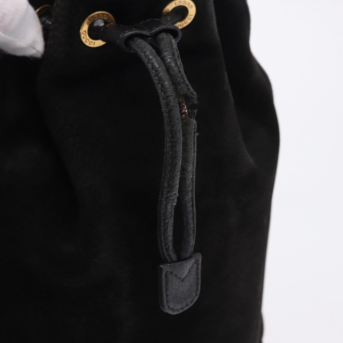 GUCCI Bamboo Shoulder Bag Suede 2way Black Gold 001 2865 1657 Auth hk4037