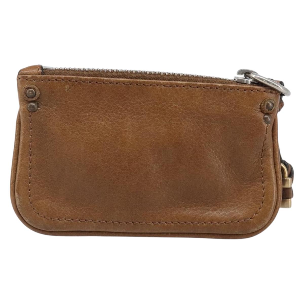 Chloe Paddington Coin Purse Leather Brown Silver Gold Auth hk4038