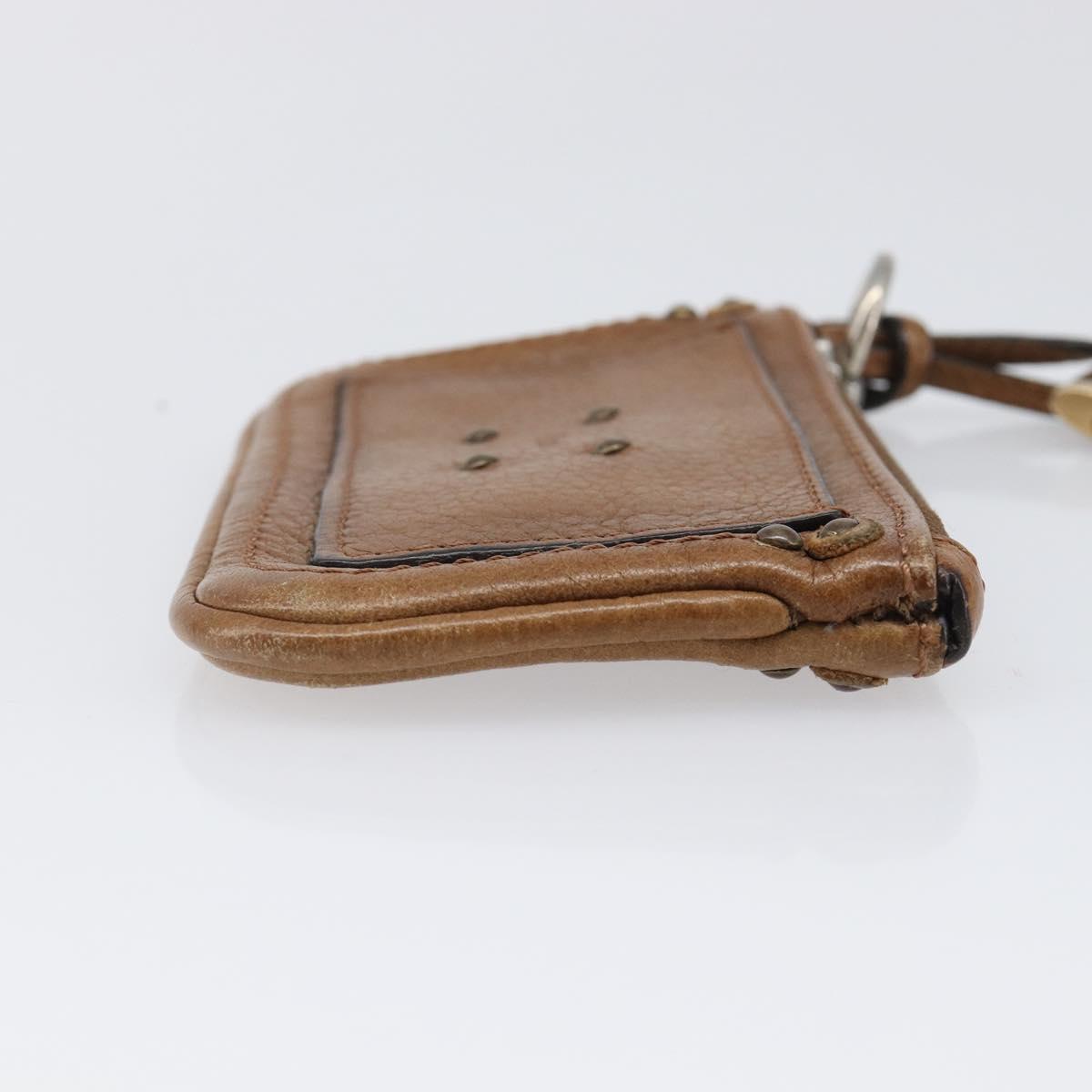 Chloe Paddington Coin Purse Leather Brown Silver Gold Auth hk4038