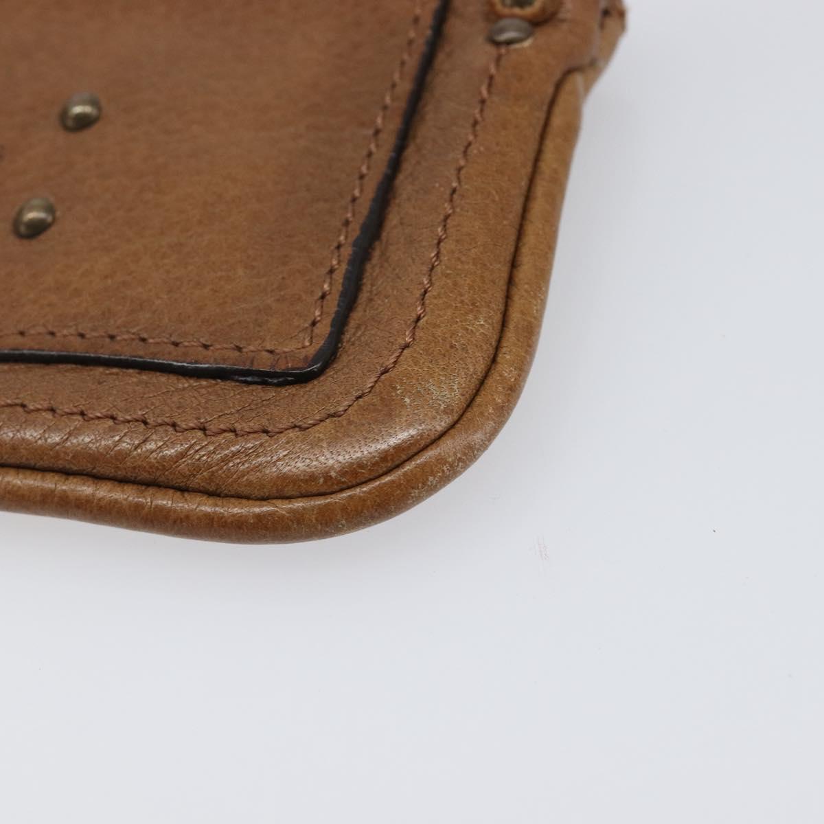 Chloe Paddington Coin Purse Leather Brown Silver Gold Auth hk4038