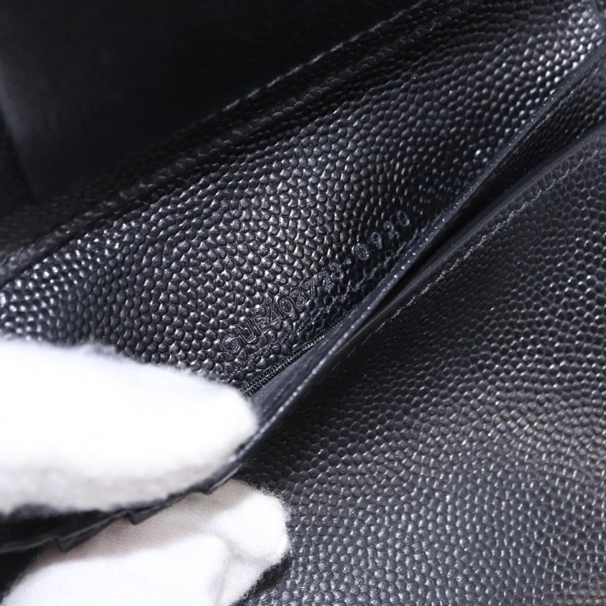 SAINT LAURENT Bifold Wallet Leather Black Gold Auth hk4039