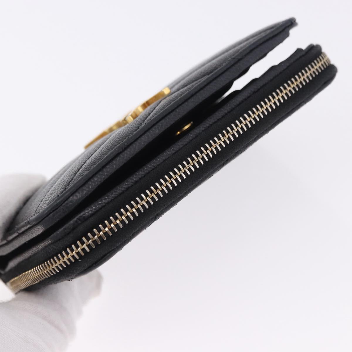 SAINT LAURENT Bifold Wallet Leather Black Gold Auth hk4039