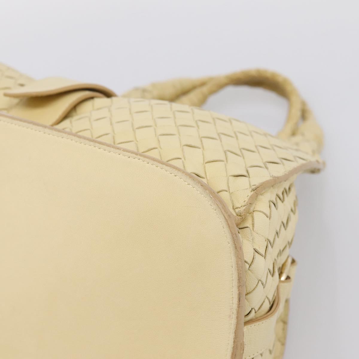 BOTTEGAVENETA INTRECCIATO Campana Small Hand Bag Leather Ivory Gold Auth hk4040A