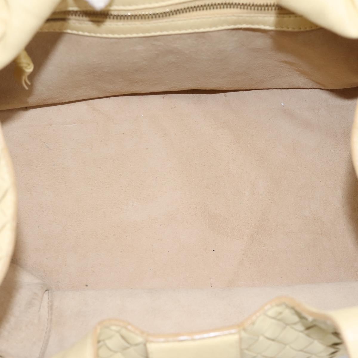 BOTTEGAVENETA INTRECCIATO Campana Small Hand Bag Leather Ivory Gold Auth hk4040A