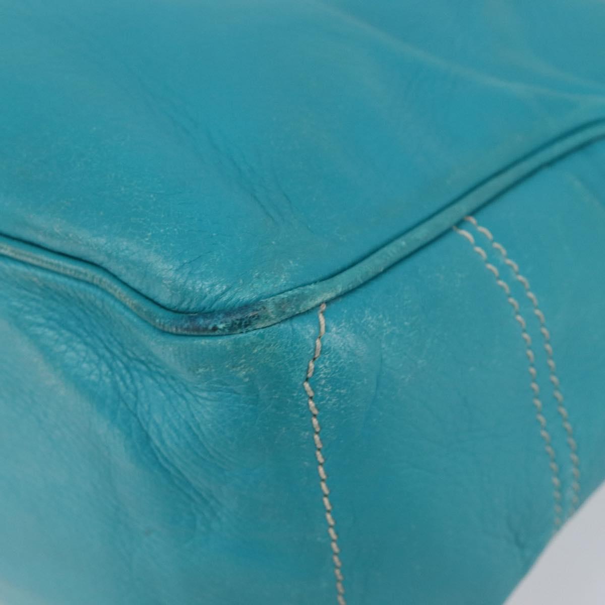 CELINE Boogie Bag Leather Light Blue Gold Auth hk4041