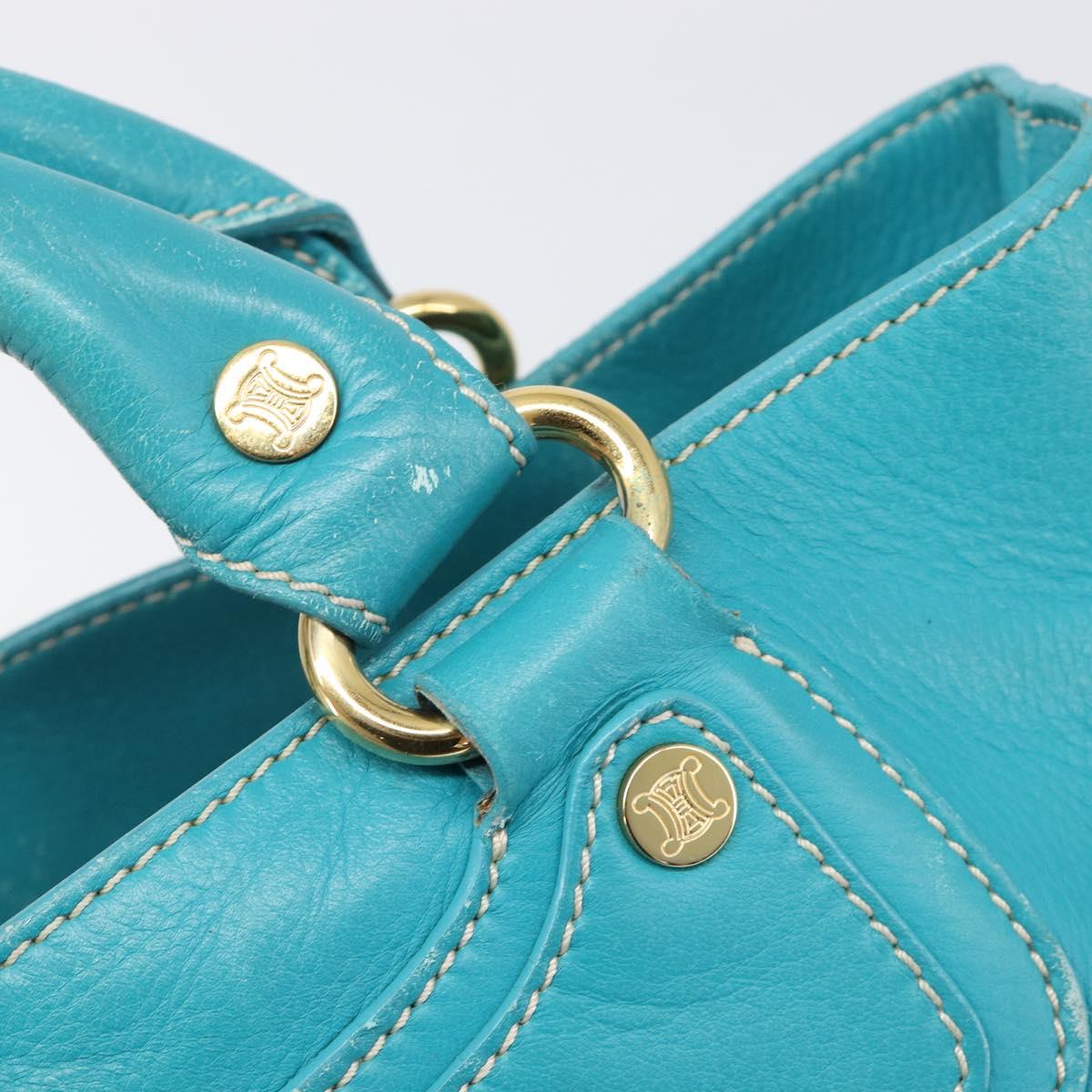 CELINE Boogie Bag Leather Light Blue Gold Auth hk4041