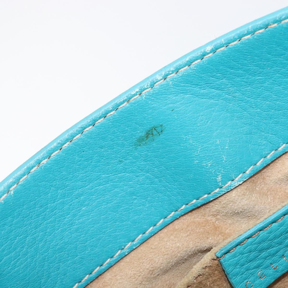 CELINE Boogie Bag Leather Light Blue Gold Auth hk4041