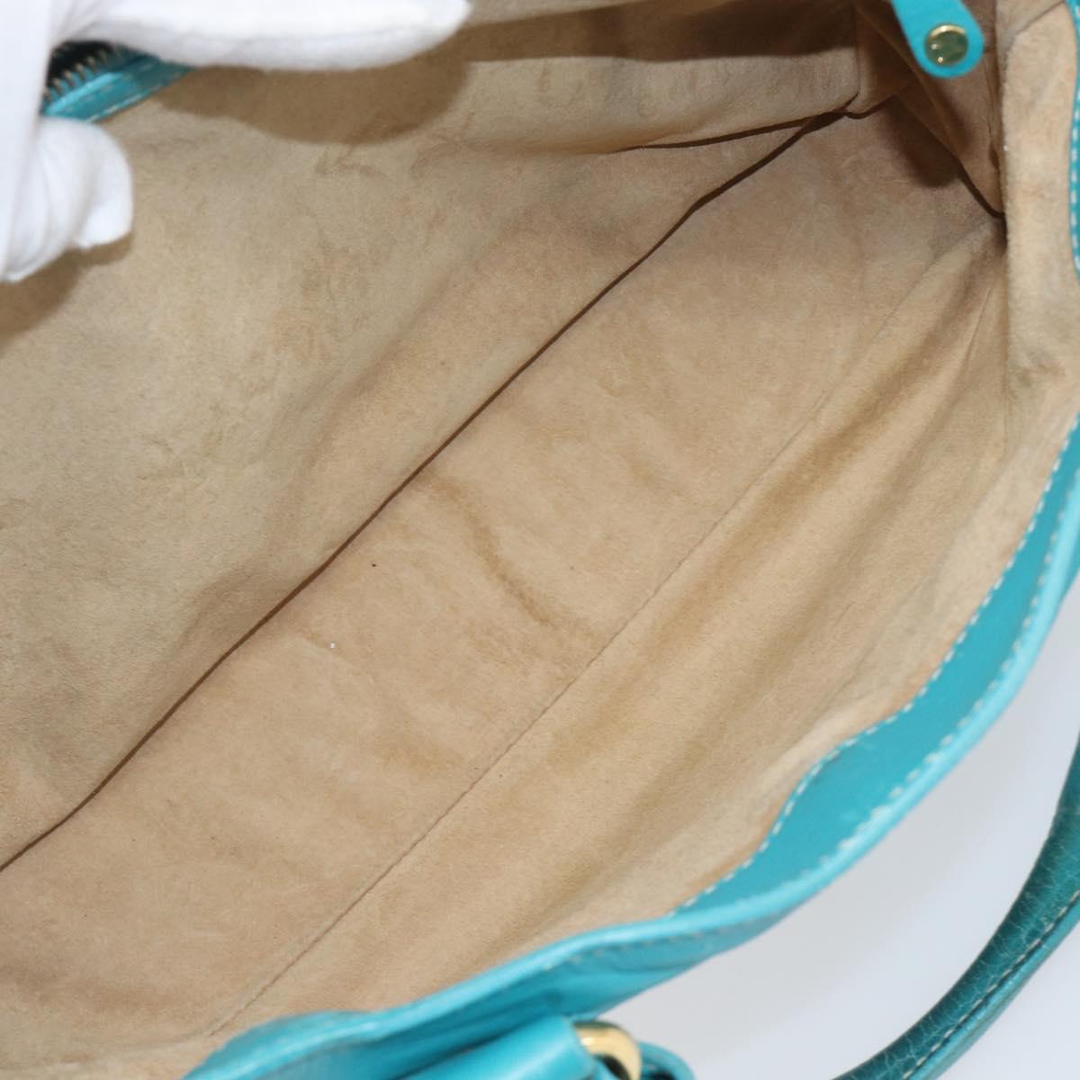 CELINE Boogie Bag Leather Light Blue Gold Auth hk4041