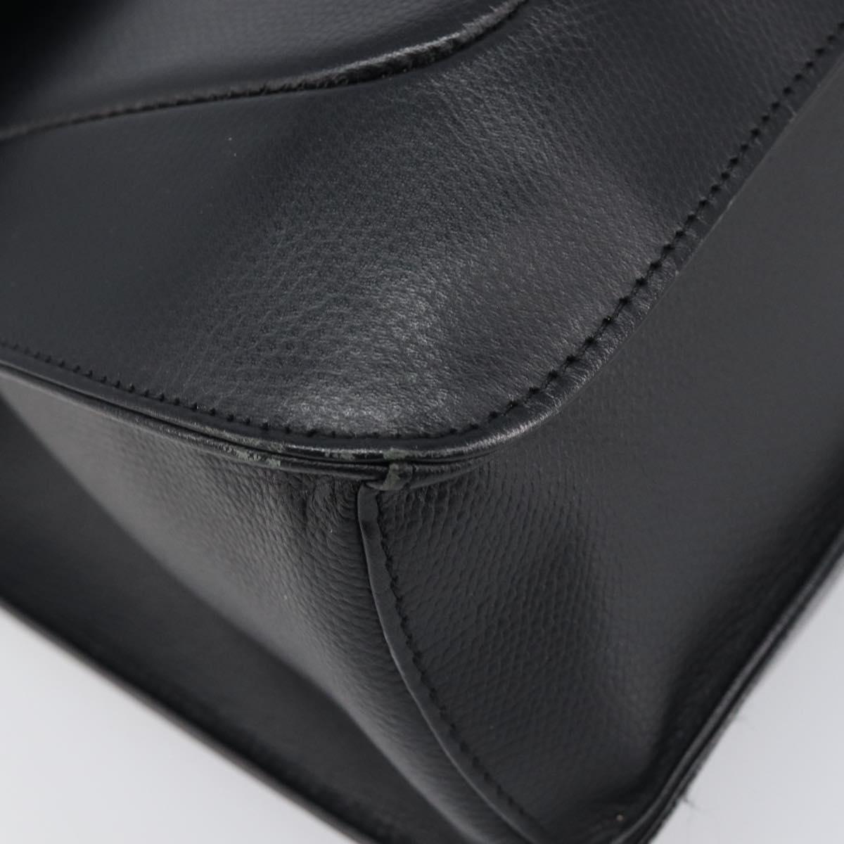 GIVENCHY Hand Bag Leather Black Gold Auth hk4043A