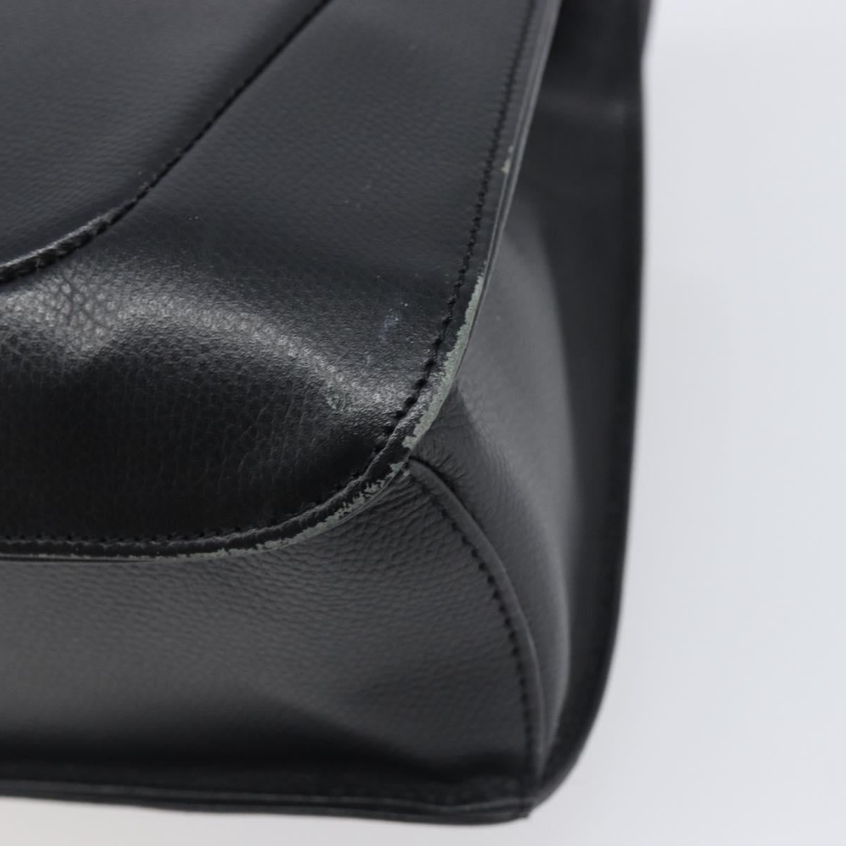 GIVENCHY Hand Bag Leather Black Gold Auth hk4043A