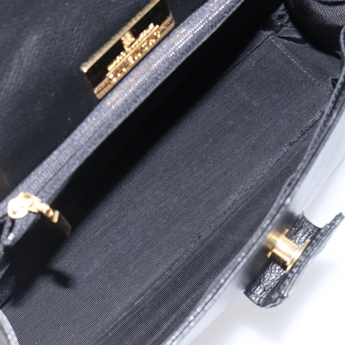 GIVENCHY Hand Bag Leather Black Gold Auth hk4043A