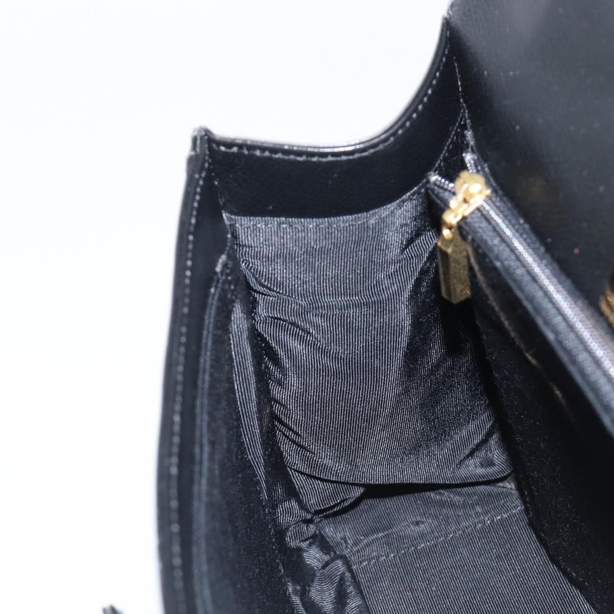 GIVENCHY Hand Bag Leather Black Gold Auth hk4043A