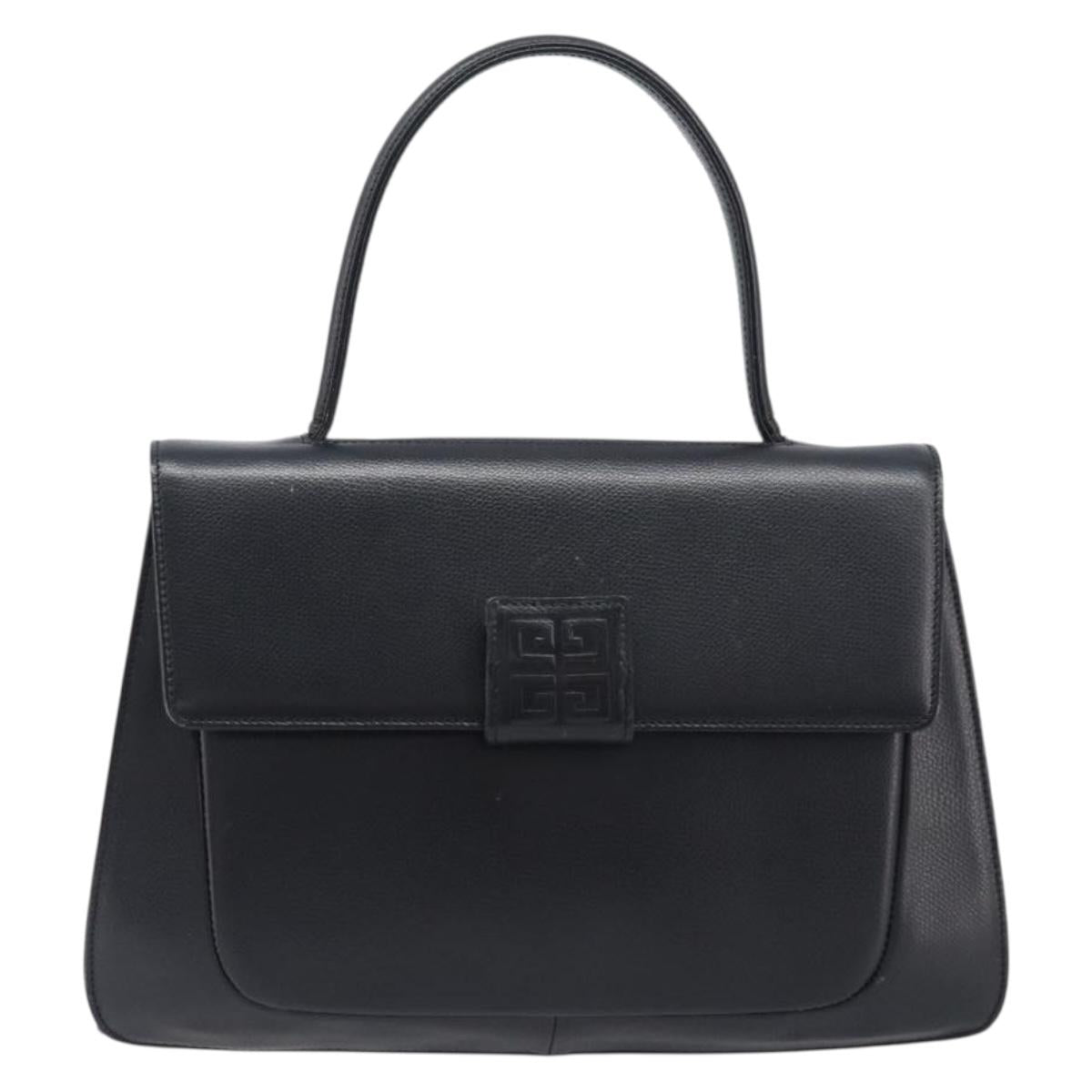 GIVENCHY Hand Bag Leather Black Gold Auth hk4043A