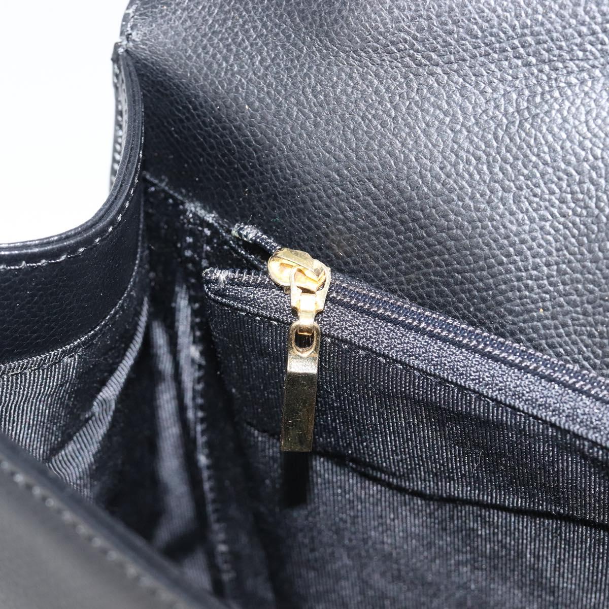 GIVENCHY Hand Bag Leather Black Gold Auth hk4043A