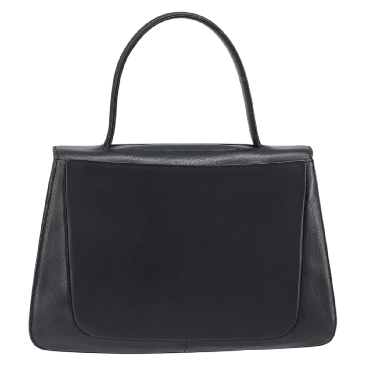 GIVENCHY Hand Bag Leather Black Gold Auth hk4043A