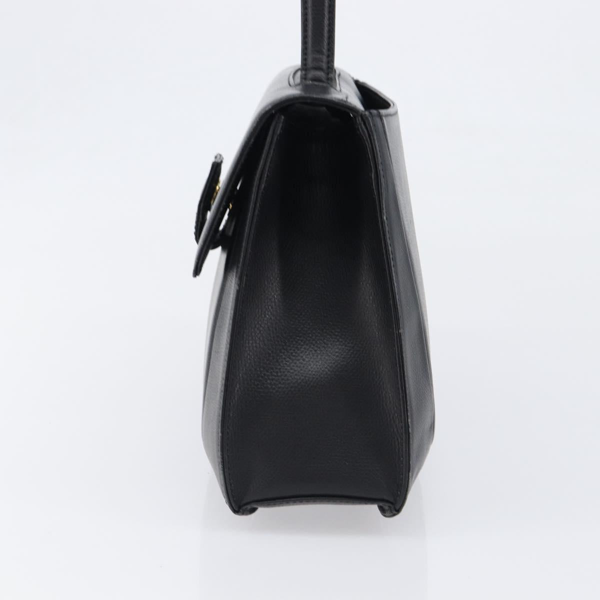 GIVENCHY Hand Bag Leather Black Gold Auth hk4043A