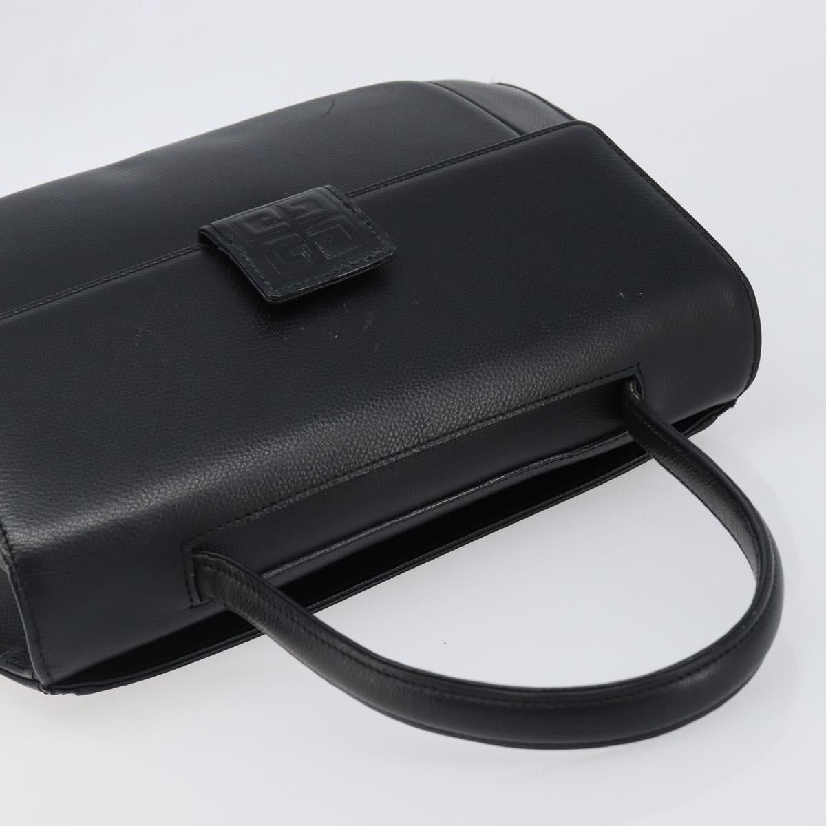 GIVENCHY Hand Bag Leather Black Gold Auth hk4043A