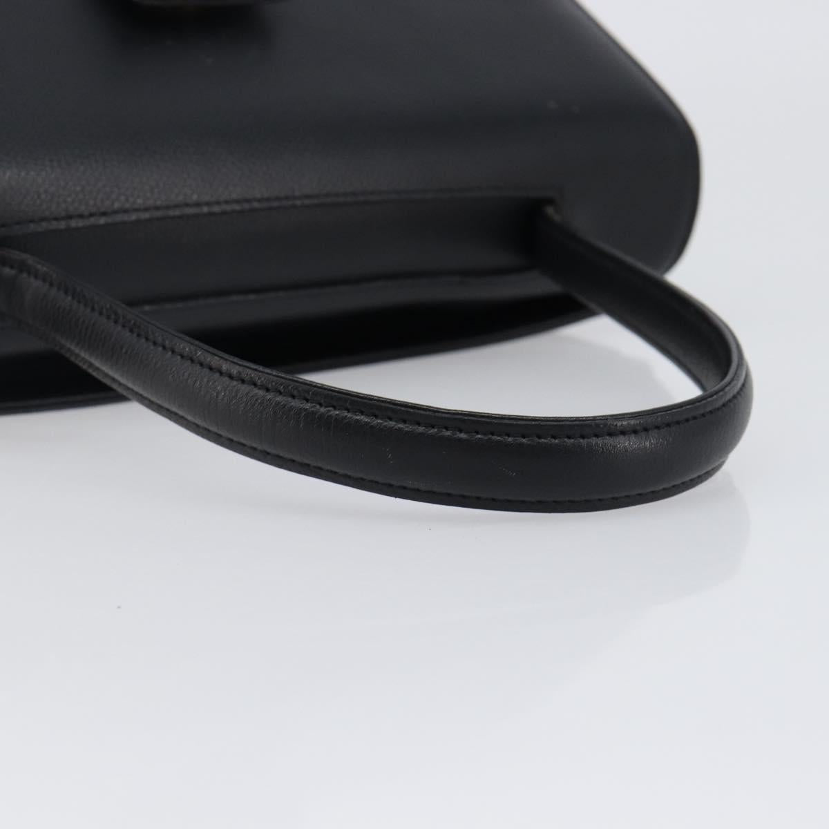 GIVENCHY Hand Bag Leather Black Gold Auth hk4043A