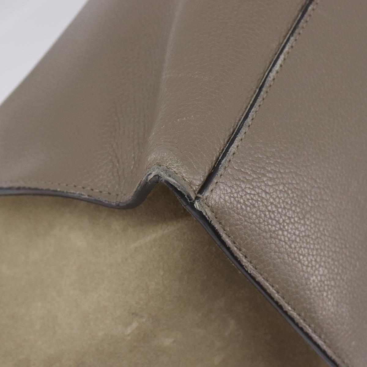CELINE Trapeze Hand Bag Suede Leather 2way Beige Silver Auth hk4044