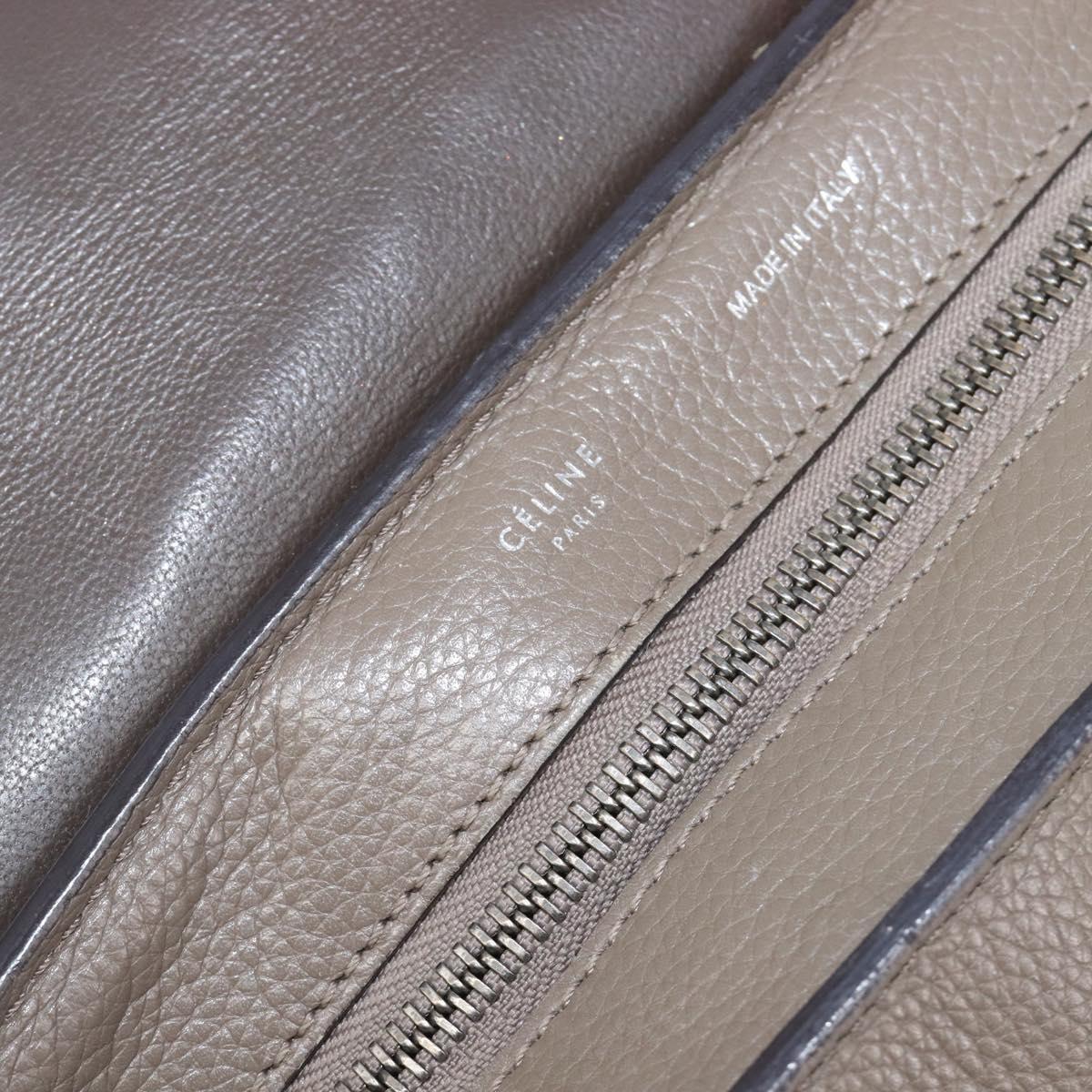 CELINE Trapeze Hand Bag Suede Leather 2way Beige Silver Auth hk4044