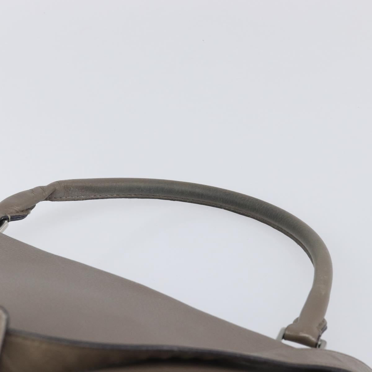 CELINE Trapeze Hand Bag Suede Leather 2way Beige Silver Auth hk4044