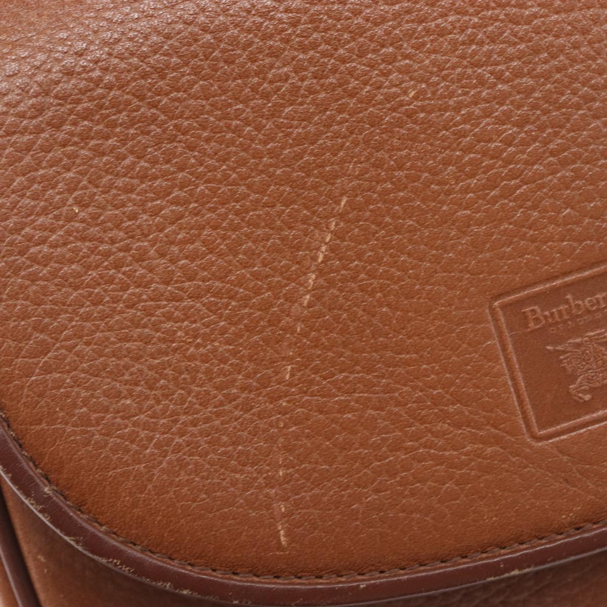 Burberrys Shoulder Bag Leather Brown Gold Auth hk4047