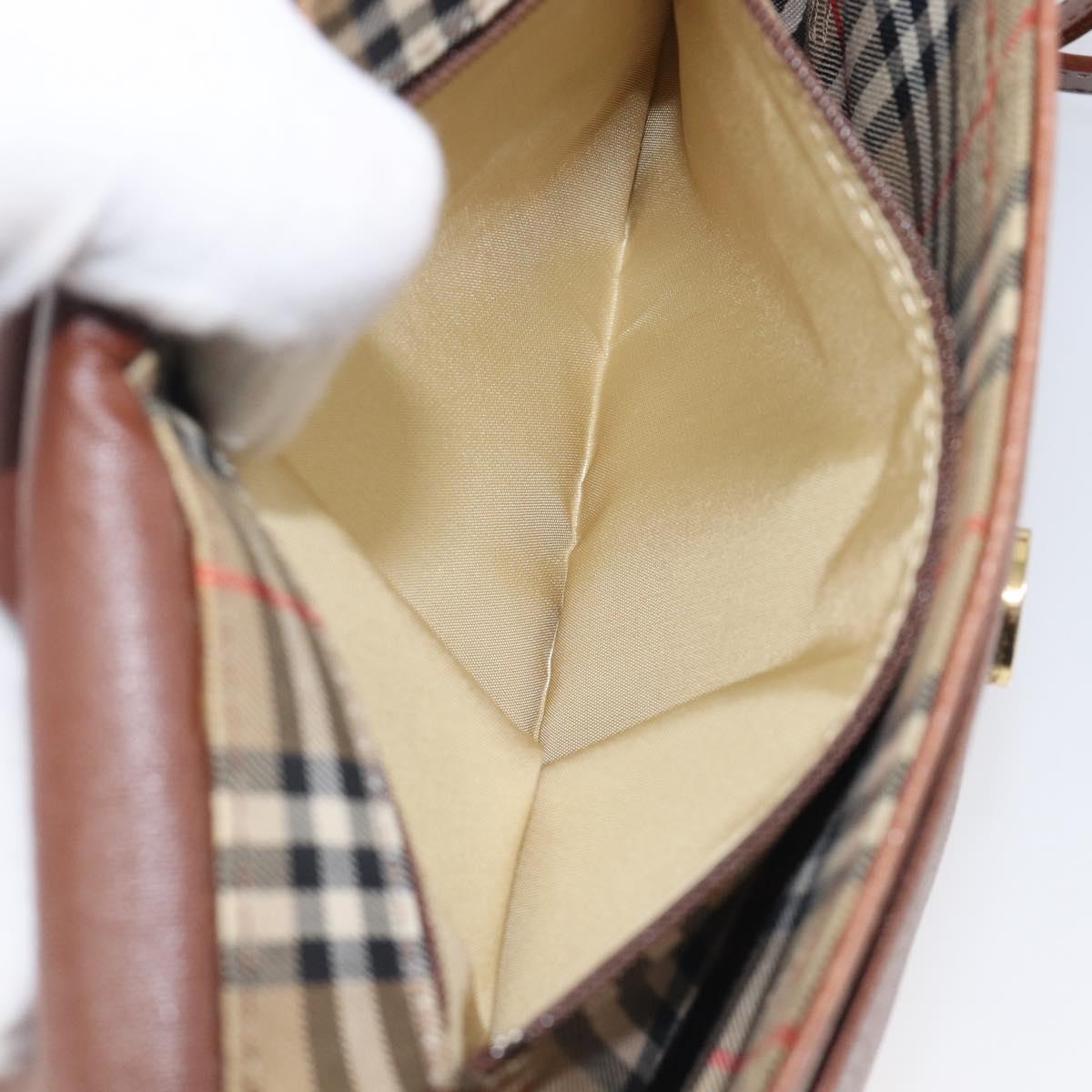 Burberrys Shoulder Bag Leather Brown Gold Auth hk4047