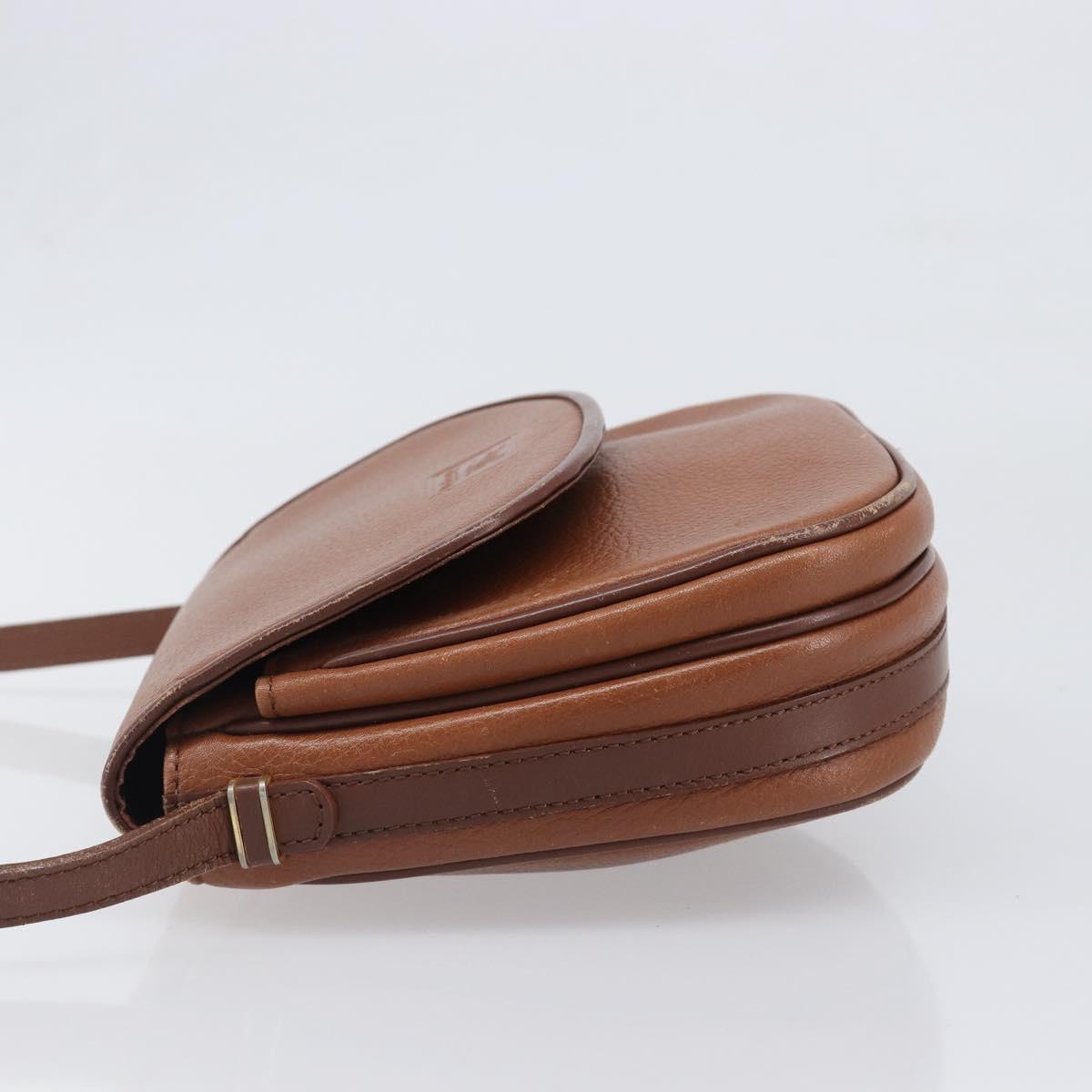 Burberrys Shoulder Bag Leather Brown Gold Auth hk4047