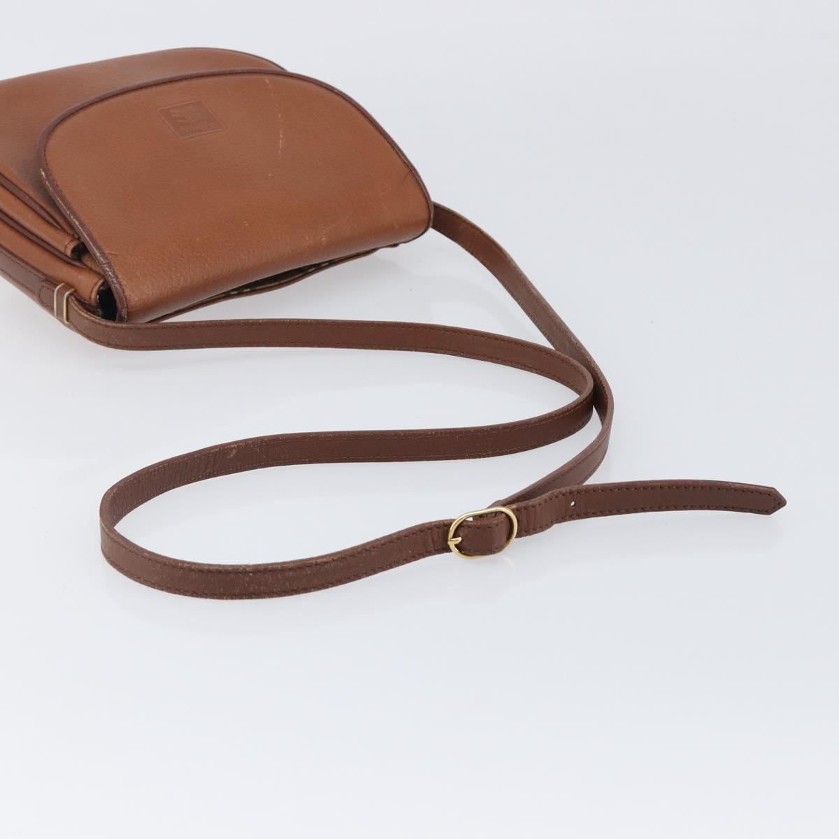 Burberrys Shoulder Bag Leather Brown Gold Auth hk4047