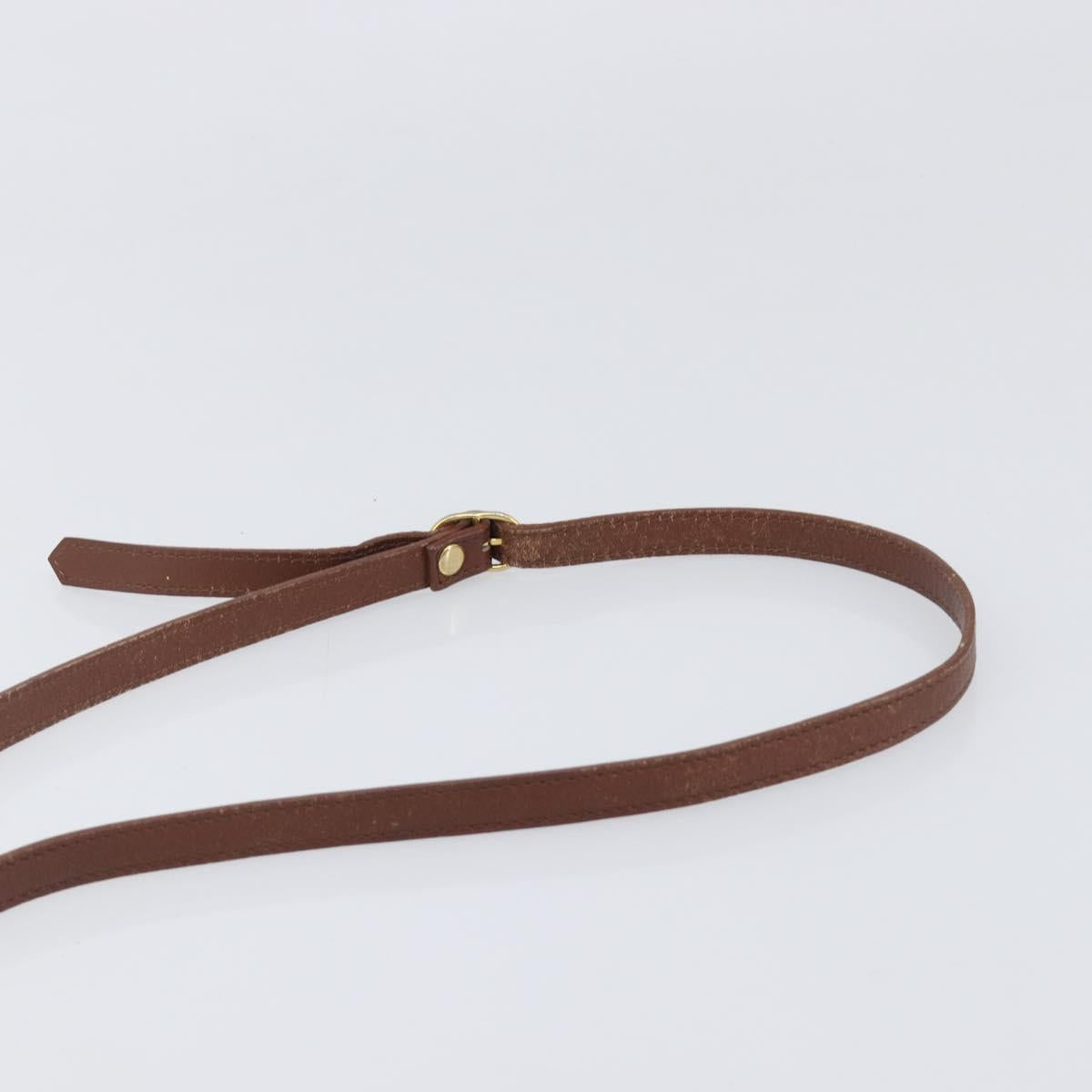 Burberrys Shoulder Bag Leather Brown Gold Auth hk4047