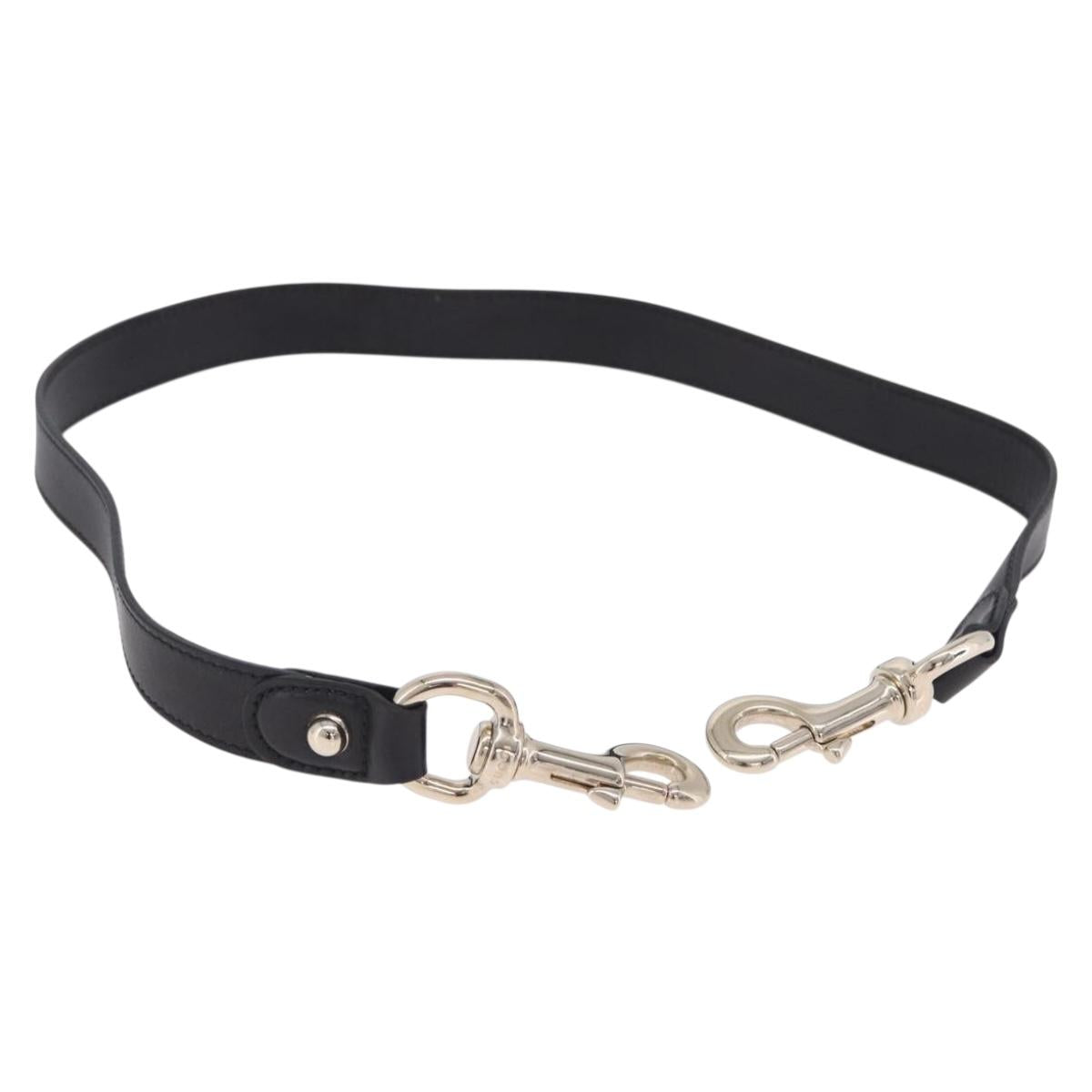 GUCCI Shoulder Strap Leather 33.5"" Black Gold Auth hk4048