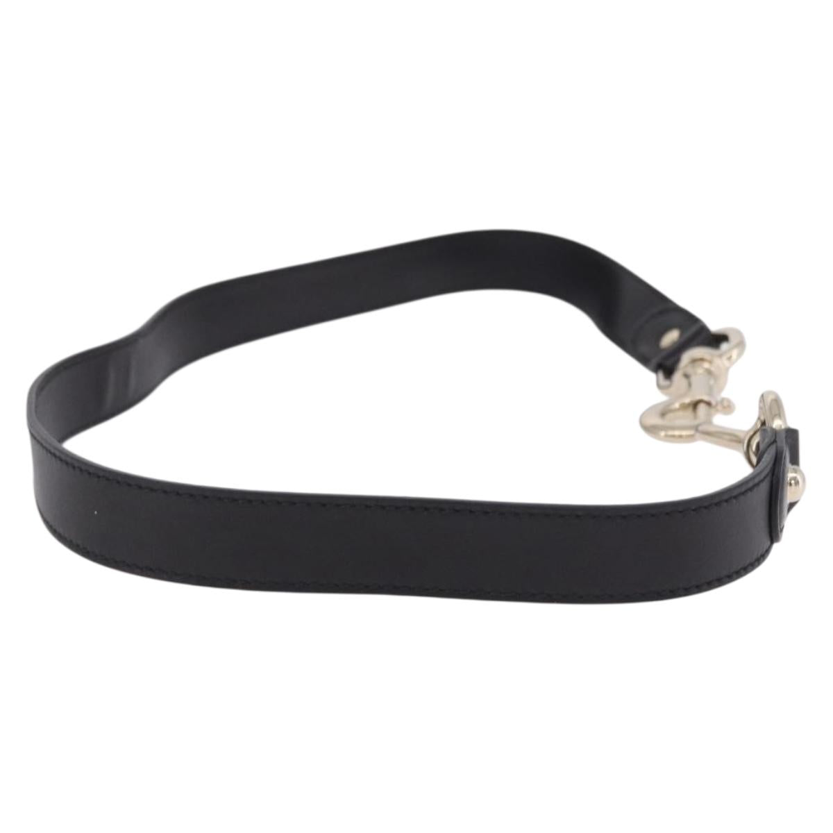 GUCCI Shoulder Strap Leather 33.5"" Black Gold Auth hk4048