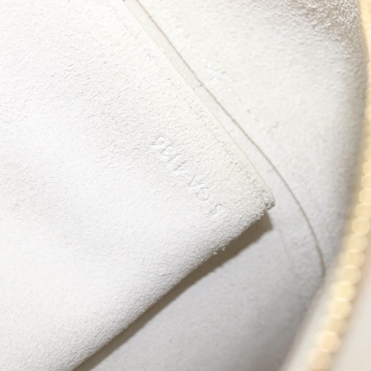 CELINE Small Belt Hand Bag Leather 2way White Gold Auth hk4050V