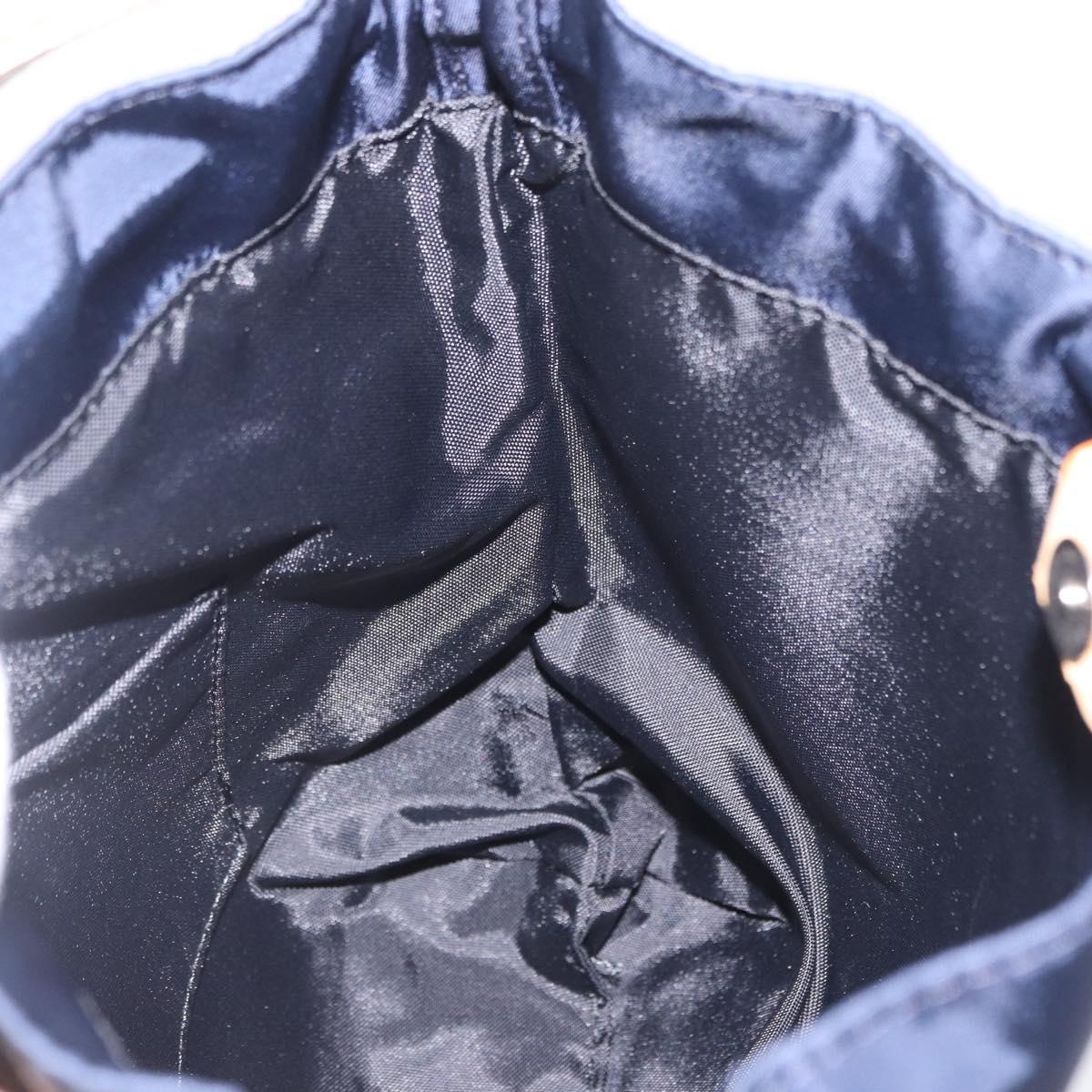 BURBERRY Hand Bag Nylon Navy Silver Auth hk4051A