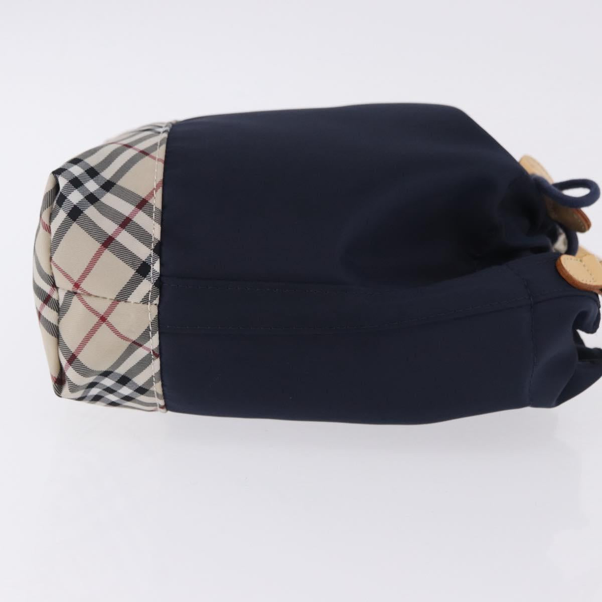 BURBERRY Hand Bag Nylon Navy Silver Auth hk4051A