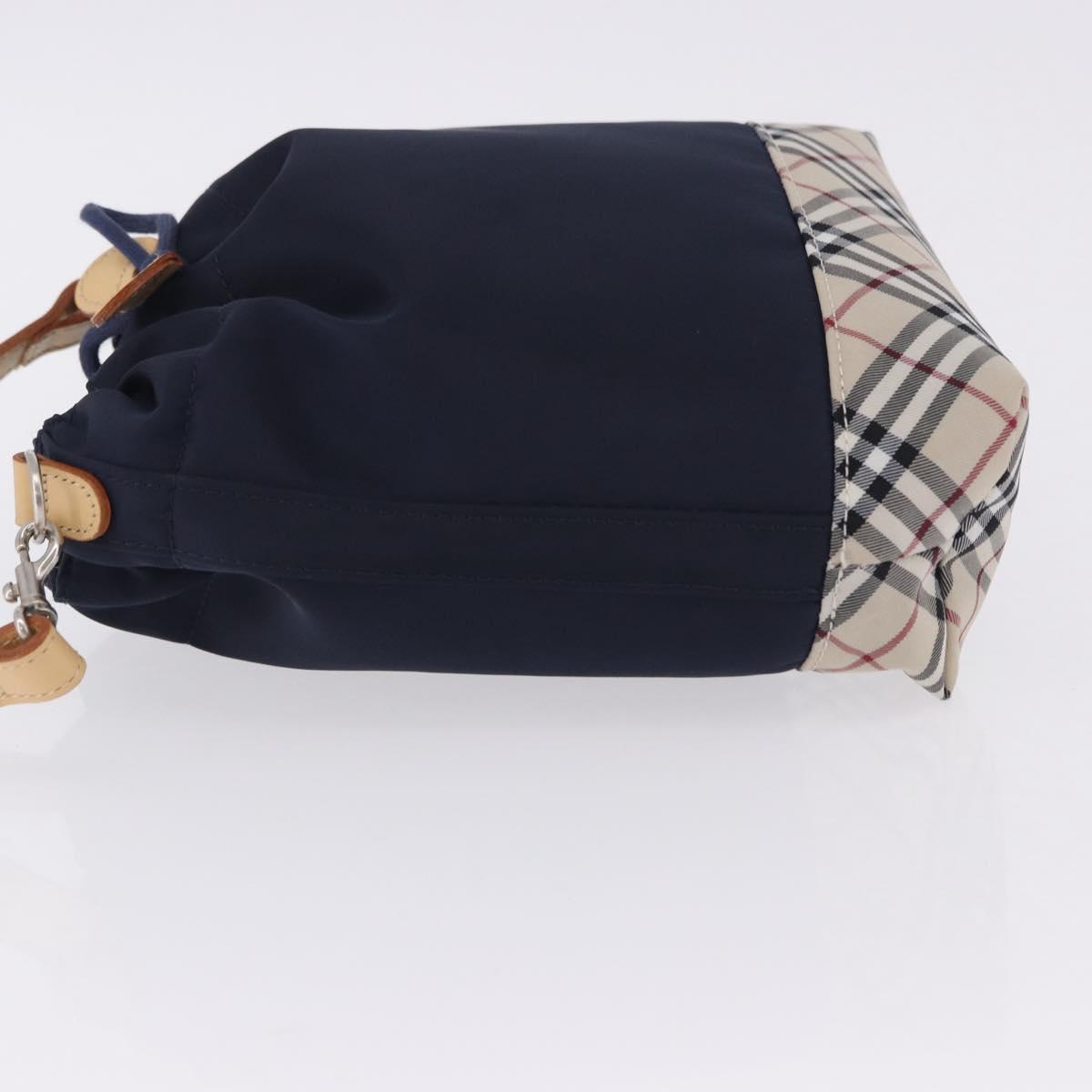 BURBERRY Hand Bag Nylon Navy Silver Auth hk4051A