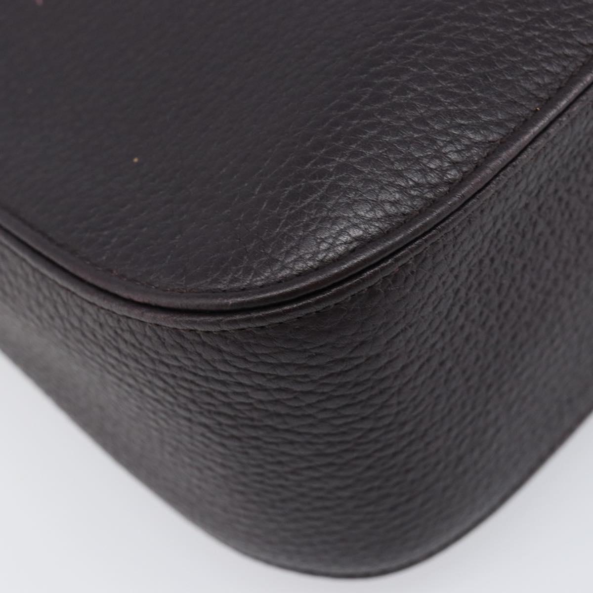SAINT LAURENT Tote Bag Leather Dark Brown Silver Auth hk4053