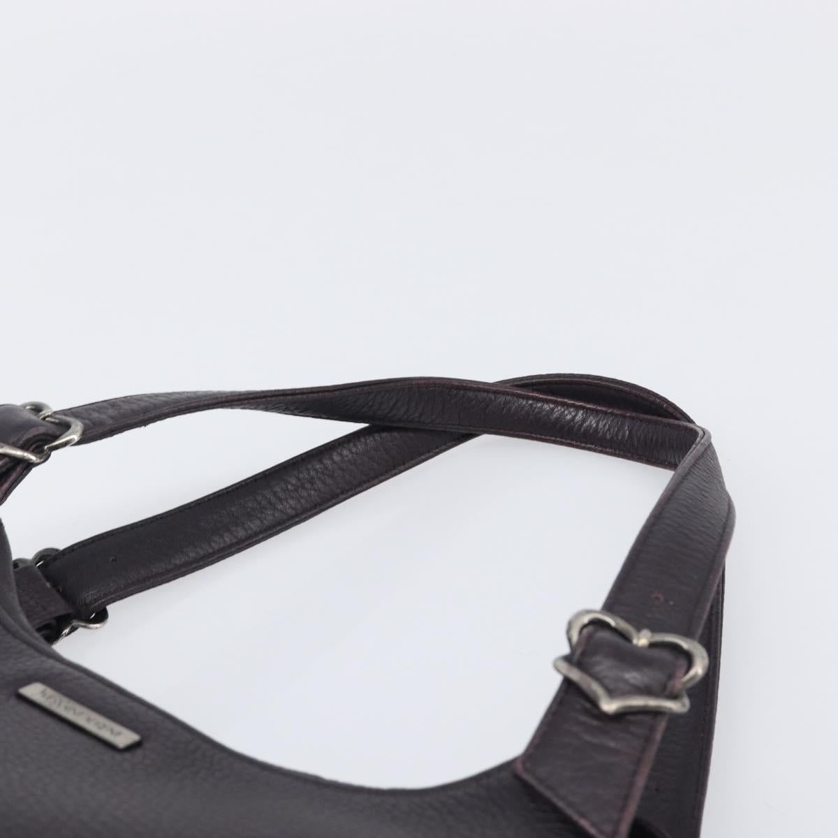 SAINT LAURENT Tote Bag Leather Dark Brown Silver Auth hk4053