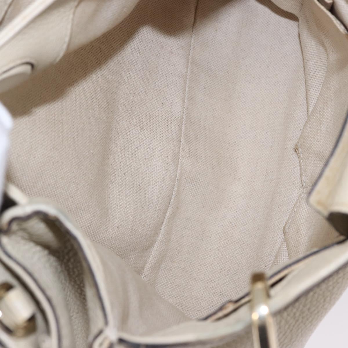 GUCCI Bamboo Hand Bag Leather White Gold 336032 Auth hk4056