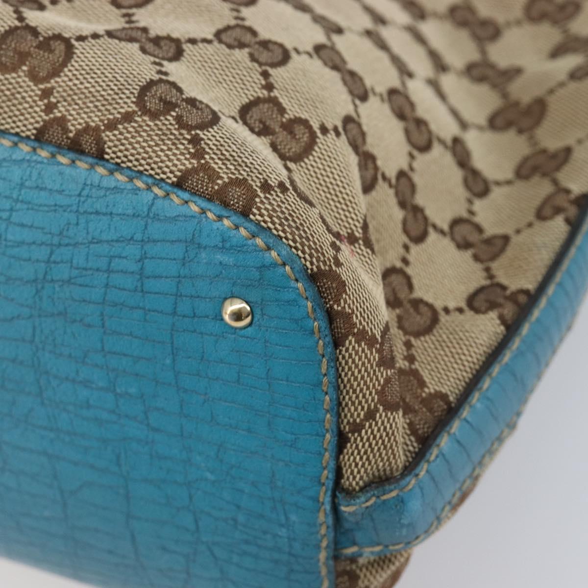 GUCCI GG Canvas Sherry Line Horsebit Tote Bag Beige Gold 137385 Auth hk4057A