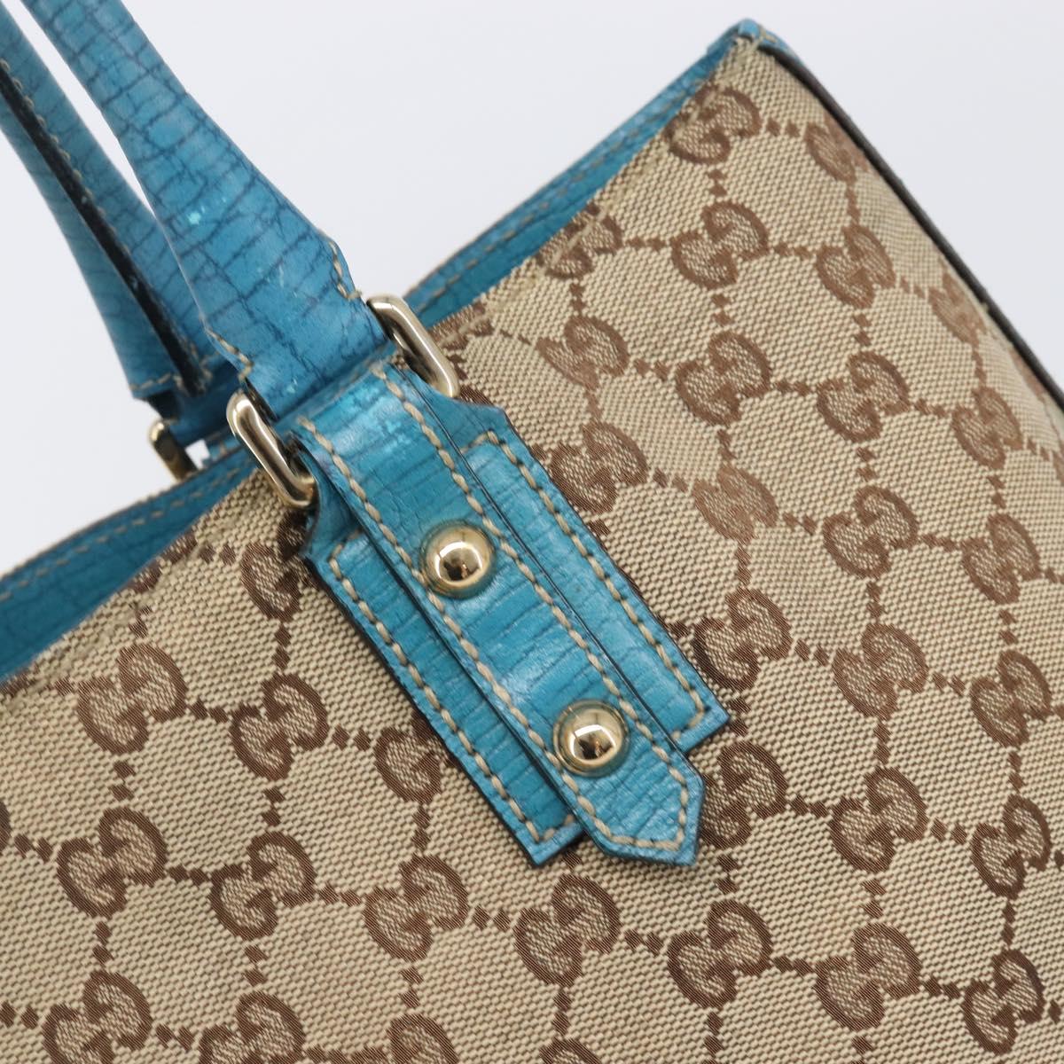 GUCCI GG Canvas Sherry Line Horsebit Tote Bag Beige Gold 137385 Auth hk4057A