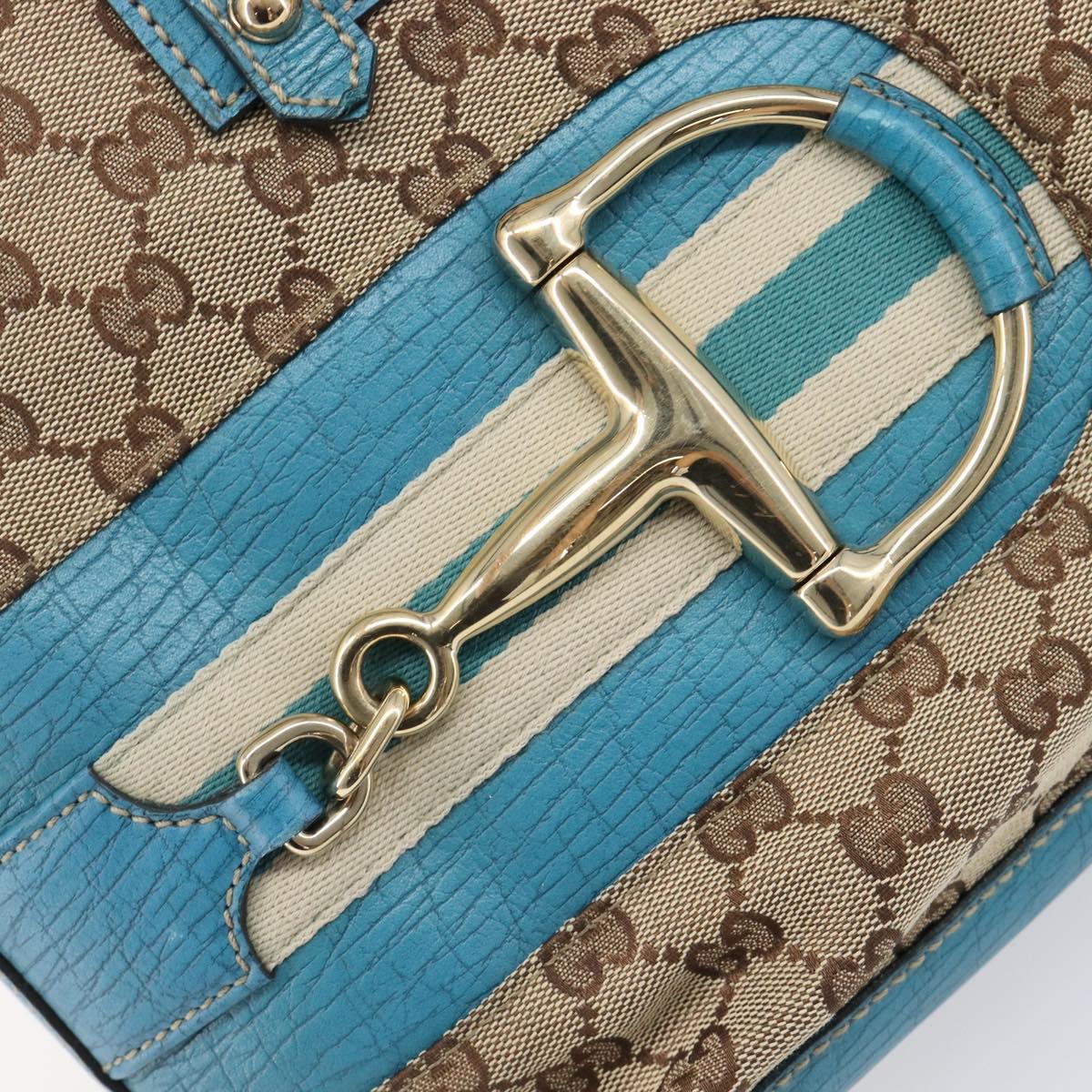 GUCCI GG Canvas Sherry Line Horsebit Tote Bag Beige Gold 137385 Auth hk4057A