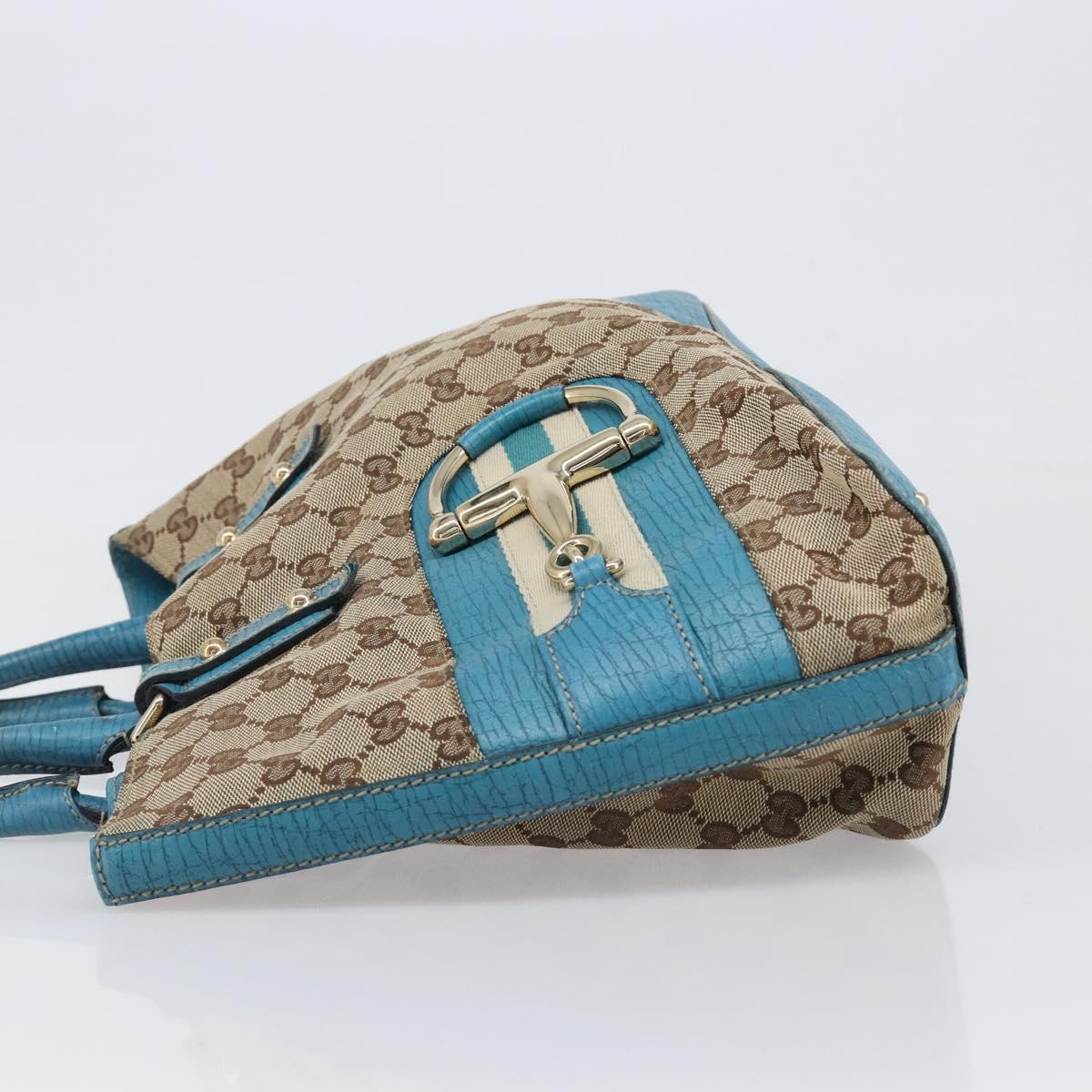 GUCCI GG Canvas Sherry Line Horsebit Tote Bag Beige Gold 137385 Auth hk4057A