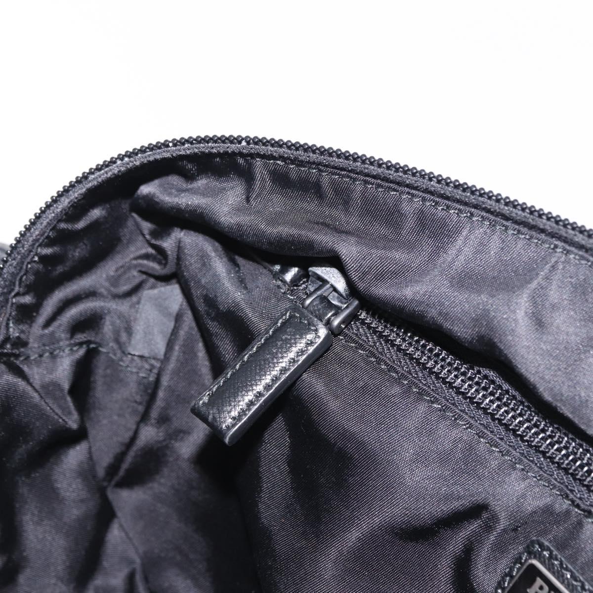 PRADA Clutch Bag Nylon Navy Silver Auth hk4058