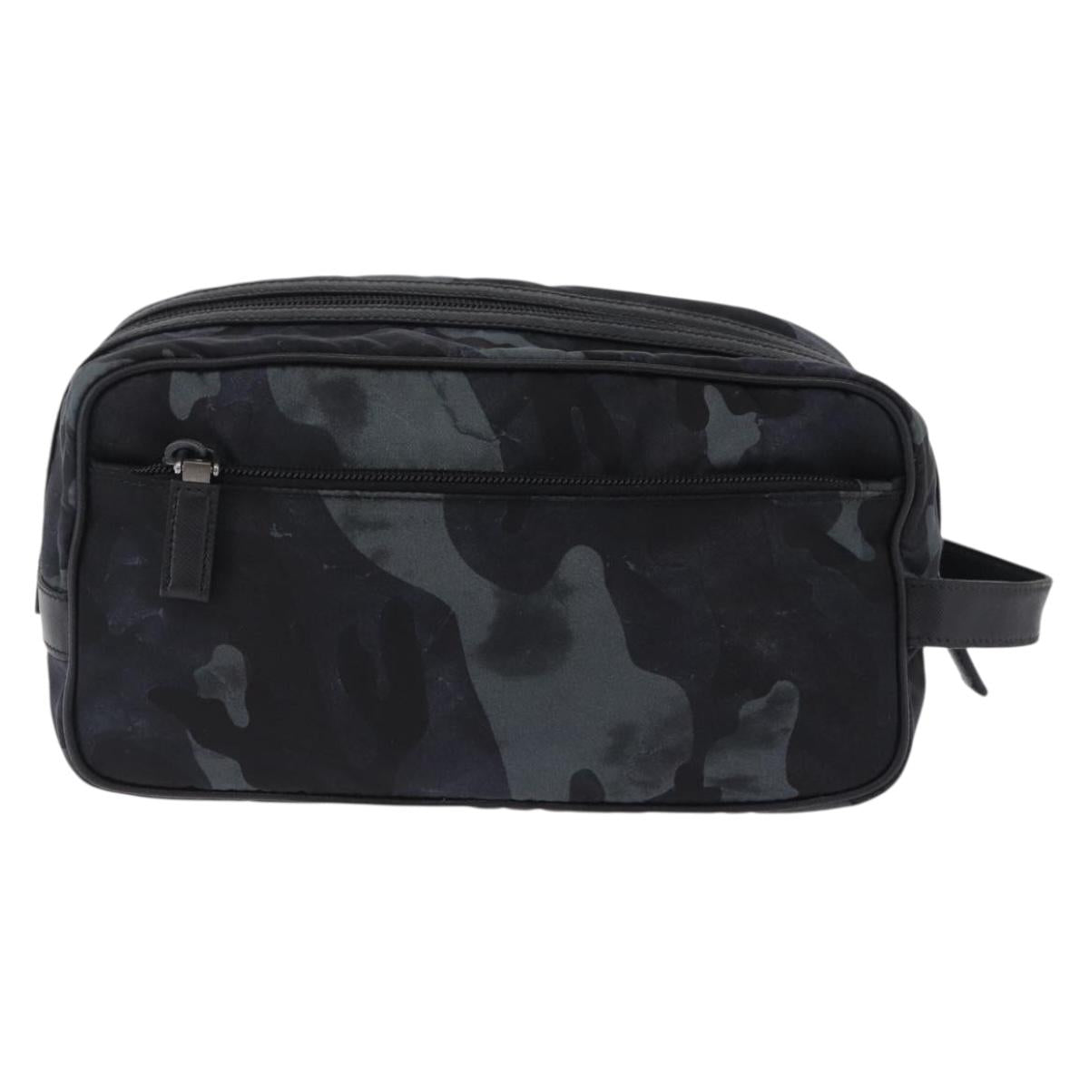 PRADA Clutch Bag Nylon Navy Silver Auth hk4058