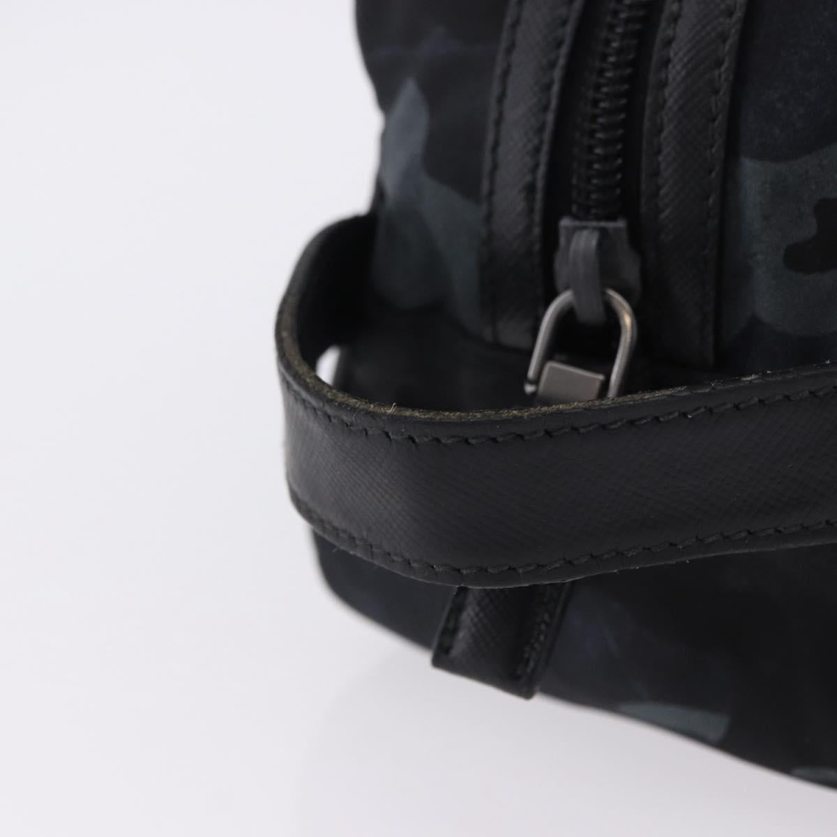 PRADA Clutch Bag Nylon Navy Silver Auth hk4058
