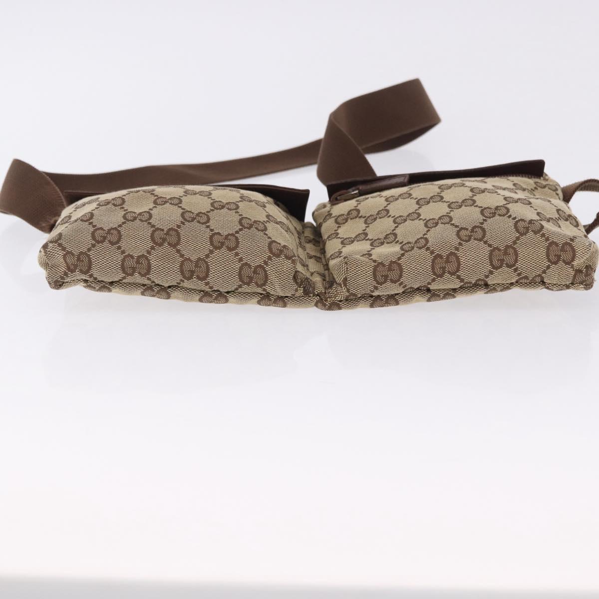 GUCCI GG Canvas Waist Bag Beige Silver 018 1621 Auth hk4059